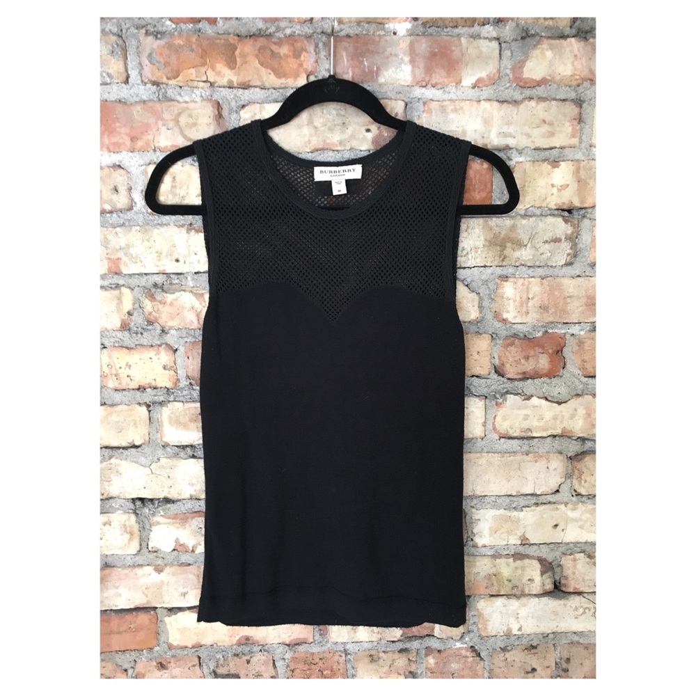 BURBERRY Knit Tank with Sheer Sweetheart Neckline